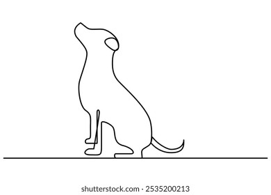 Continuous one line art drawing of dog vector illustration design.