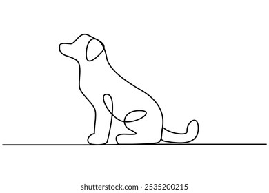 Continuous one line art drawing of dog vector illustration design.