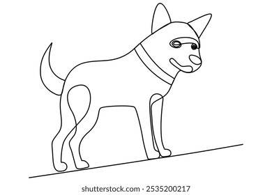 Continuous one line art drawing of dog vector illustration design.