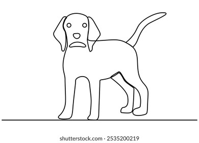 Continuous one line art drawing of dog vector illustration design.