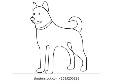 Continuous one line art drawing of dog vector illustration design.