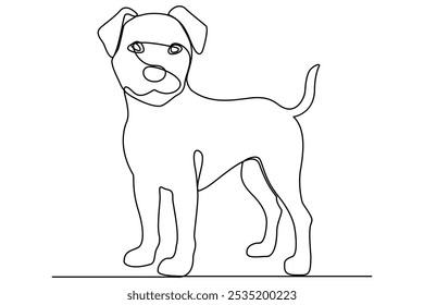 Continuous one line art drawing of dog vector illustration design.