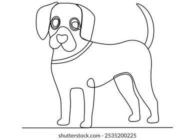 Continuous one line art drawing of dog vector illustration design.