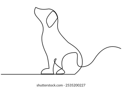 Continuous one line art drawing of dog vector illustration design.