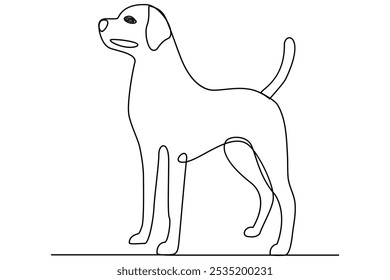 Continuous one line art drawing of dog vector illustration design.