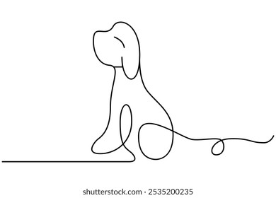 Continuous one line art drawing of dog vector illustration design.