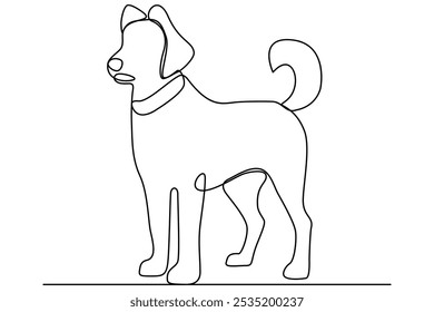 Continuous one line art drawing of dog vector illustration design.