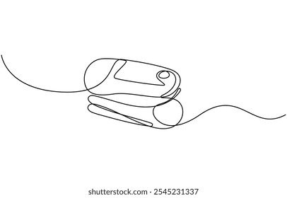 Dibujo continuo de una línea de pulso oxímetro en el dedo. Dispositivo digital para medir la saturación de oxígeno en humanos, oxímetro de pulso de dibujo de una sola línea