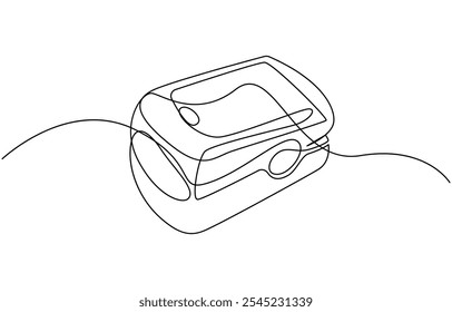 Dibujo continuo de una línea de pulso oxímetro en el dedo. Dispositivo digital para medir la saturación de oxígeno en humanos, oxímetro de pulso de dibujo de una sola línea