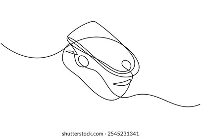 Continuous one line art drawing pulse oximeter on finger. Digital device to measure oxygen saturation in human, Single one line drawing Pulse Oximeter