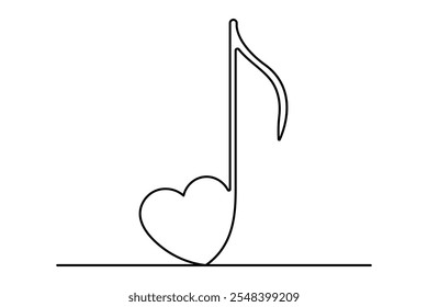Dibujo continuo de una línea del arte del icono de la música diseño simple de la Ilustración vectorial
