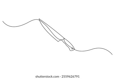 Continuous one line art drawing of knife outline vector illustration, Kitchen knife one line continuous drawing. Kitchen tools continuous one line illustration, Knife. Icon. Vector drawing. 