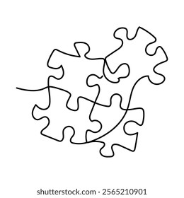 Continuous one Line art Drawing Puzzle Stock Vectors and illustrations