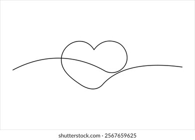 Continuous one line art drawing love hand drawn vector illustration heart valentine's day

