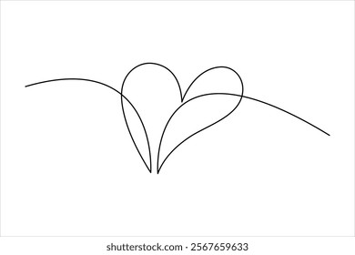 Continuous one line art drawing love hand drawn vector illustration heart valentine's day

