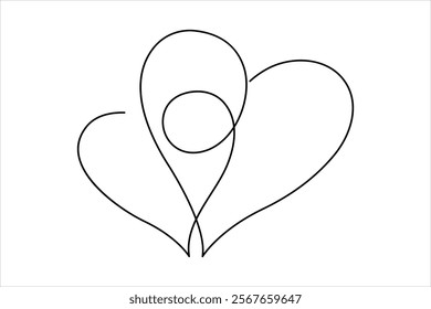 Continuous one line art drawing love hand drawn vector illustration heart valentine's day

