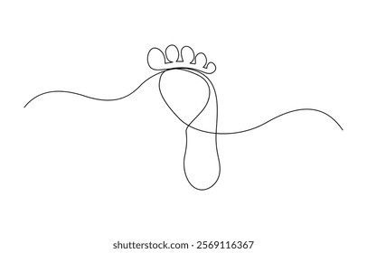 Continuous one line art drawing of bare foot in simple style and outline vector art illustration, Continuous one line foot vector art illustration.