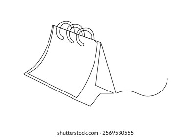 Continuous one line art drawing of table calendar vector icon
