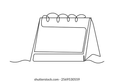 Continuous one line art drawing of table calendar vector icon