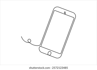 Continuous one line art drawing of Mobile phone modern technology design vector illustration

