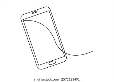 Continuous one line art drawing of Mobile phone modern technology design vector illustration

