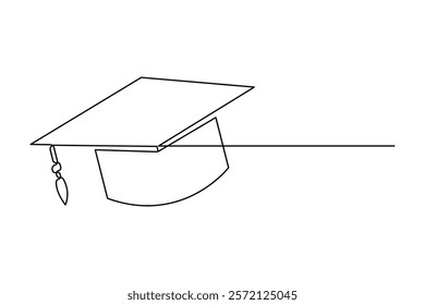 Continuous one line art drawing of graduation hat design vector illustration

