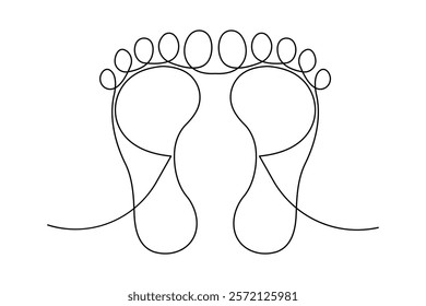 Continuous one line art drawing of human footprint design

