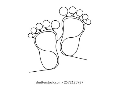Continuous one line art drawing of human footprint design

