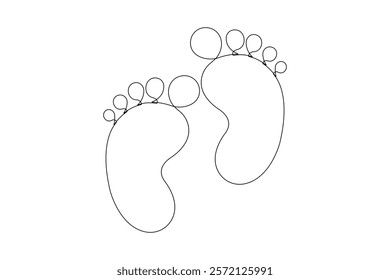 Continuous one line art drawing of human footprint design

