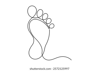 Continuous one line art drawing of human footprint design

