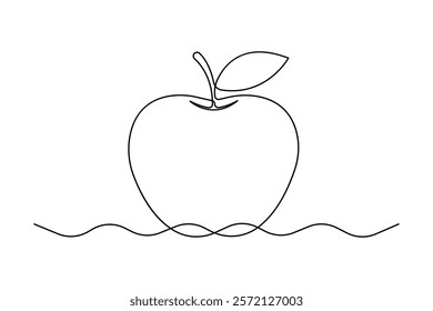 Continuous one line art drawing of apple fruit design

