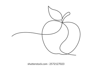 Continuous one line art drawing of apple fruit design

