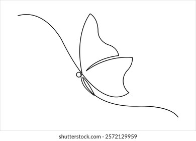 Continuous one line art drawing of butterfly design