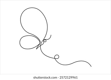 Continuous one line art drawing of butterfly design