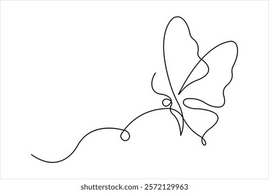 Continuous one line art drawing of butterfly design
