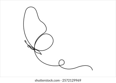 Continuous one line art drawing of butterfly design