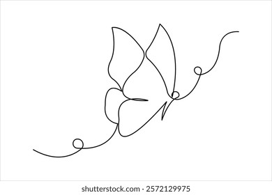 Continuous one line art drawing of butterfly design