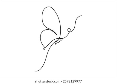 Continuous one line art drawing of butterfly design