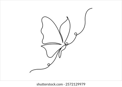 Continuous one line art drawing of butterfly design