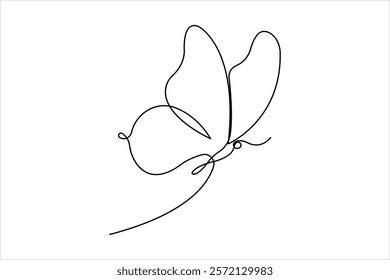 Continuous one line art drawing of butterfly design