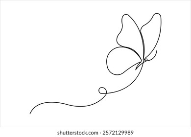 Continuous one line art drawing of butterfly design