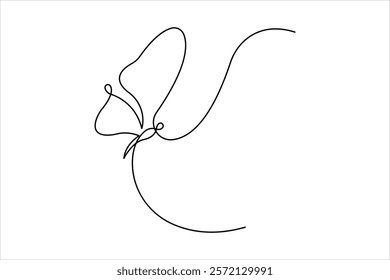 Continuous one line art drawing of butterfly design