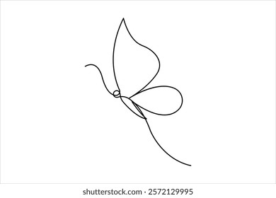 Continuous one line art drawing of butterfly design