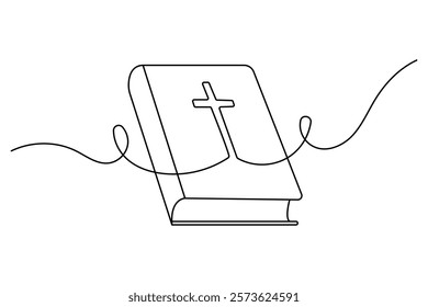Continuous one line art drawing of Christian three cross outline vector design