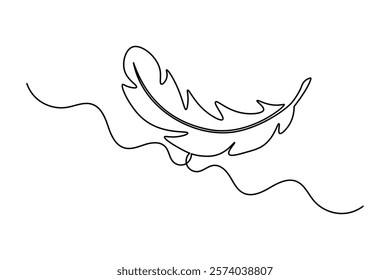 continuous one line art drawing of Bird feather minimalist on white background vector design