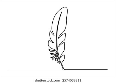 continuous one line art drawing of Bird feather minimalist on white background vector design