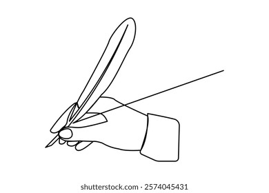 Continuous one line art drawing of Bird feather outline vector illustration