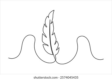 Continuous one line art drawing of Bird feather outline vector illustration