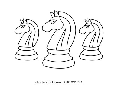 Continuous one line art drawing of knight chess design