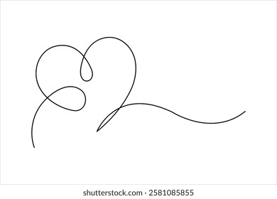 Continuous one line art drawing love hand drawn vector illustration heart valentine's day
